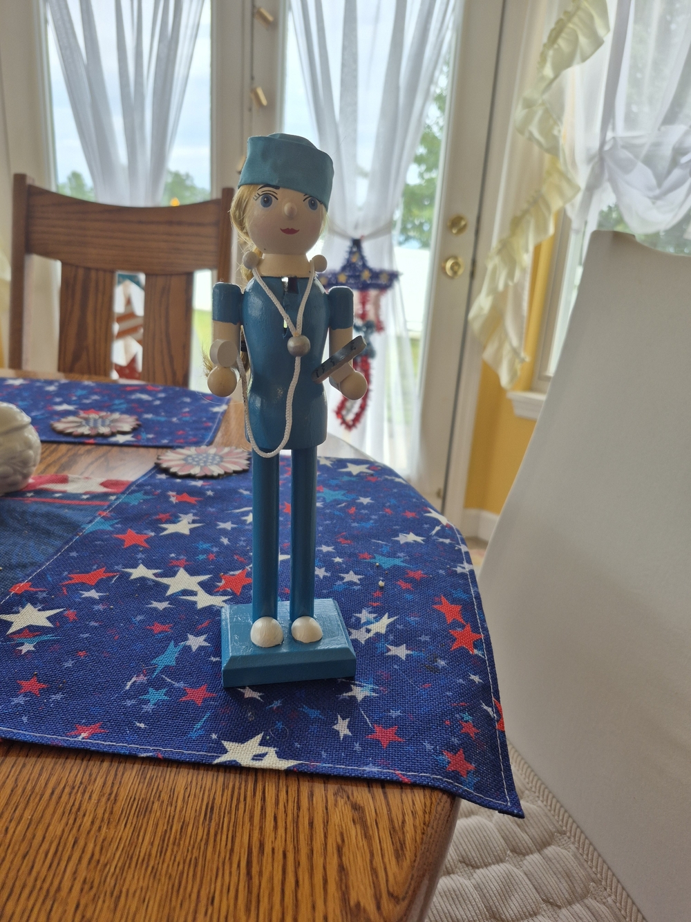 Nutcracker Nurse In Blue with Stethoscope